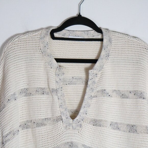 Vince Speckle Stitch Popover Sweater Top Womens Medium Large Tunic Striped Knit - Picture 2 of 8